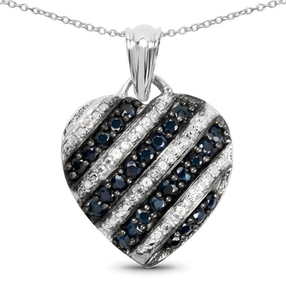 1.55 Carat Genuine Blue Sapphire and White Topaz .925 Sterling Silver Pendant Bids.com
