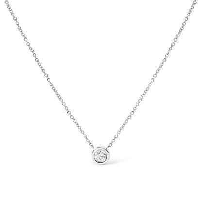 2 Micron 14K Rose Gold Plated Sterling Silver Bezel-Set Diamond Solitaire Pendant Necklace (1/3 cttw, H-I Color, I1-I2 Clarity) Bids.com