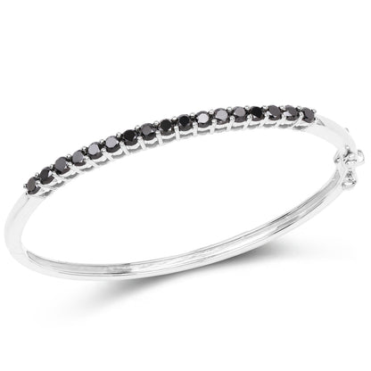 2.50 Carat Genuine Black Diamond .925 Sterling Silver Bangle Bids.com
