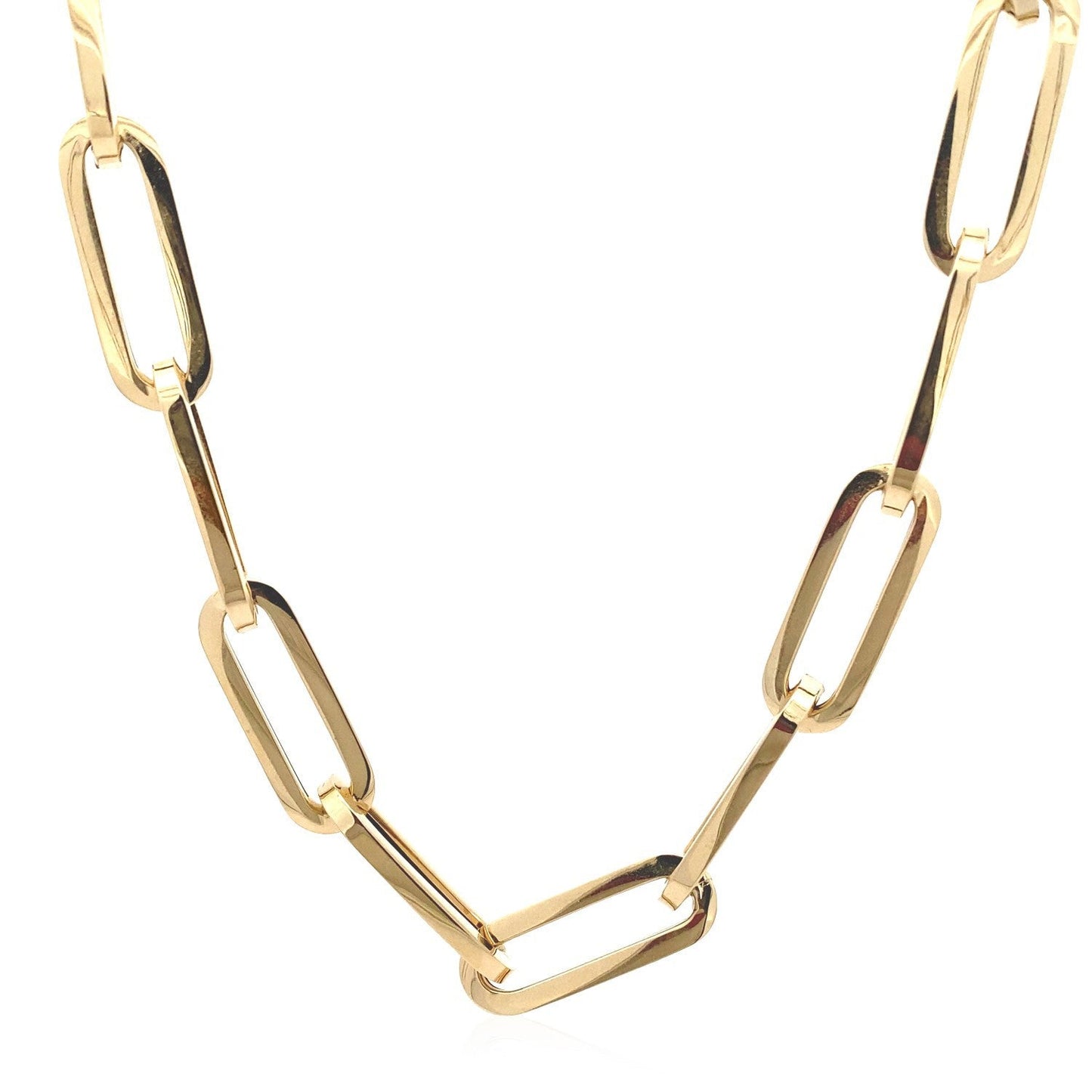 14k Yellow Gold Extra Wide Paperclip Chain Necklace Bids.com