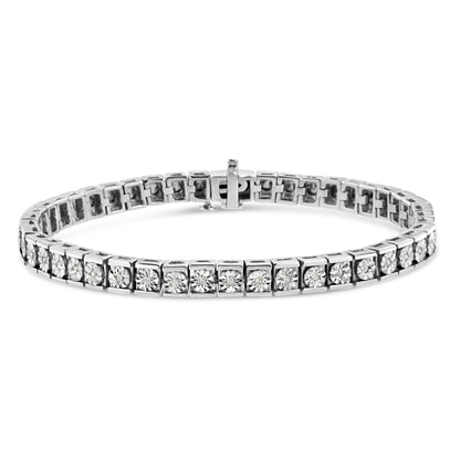 .925 Sterling Silver Miracle Set Diamond Accent Classic Tennis Bracelet (I-J Color, I2-I3 Clarity) - 7.25" Bids.com