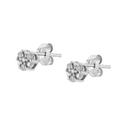 .925 Sterling Silver 1/10 cttw Prong Set Round-Cut Trio Diamond Stud Earrings (I-J Color, I3 Clarity) Bids.com