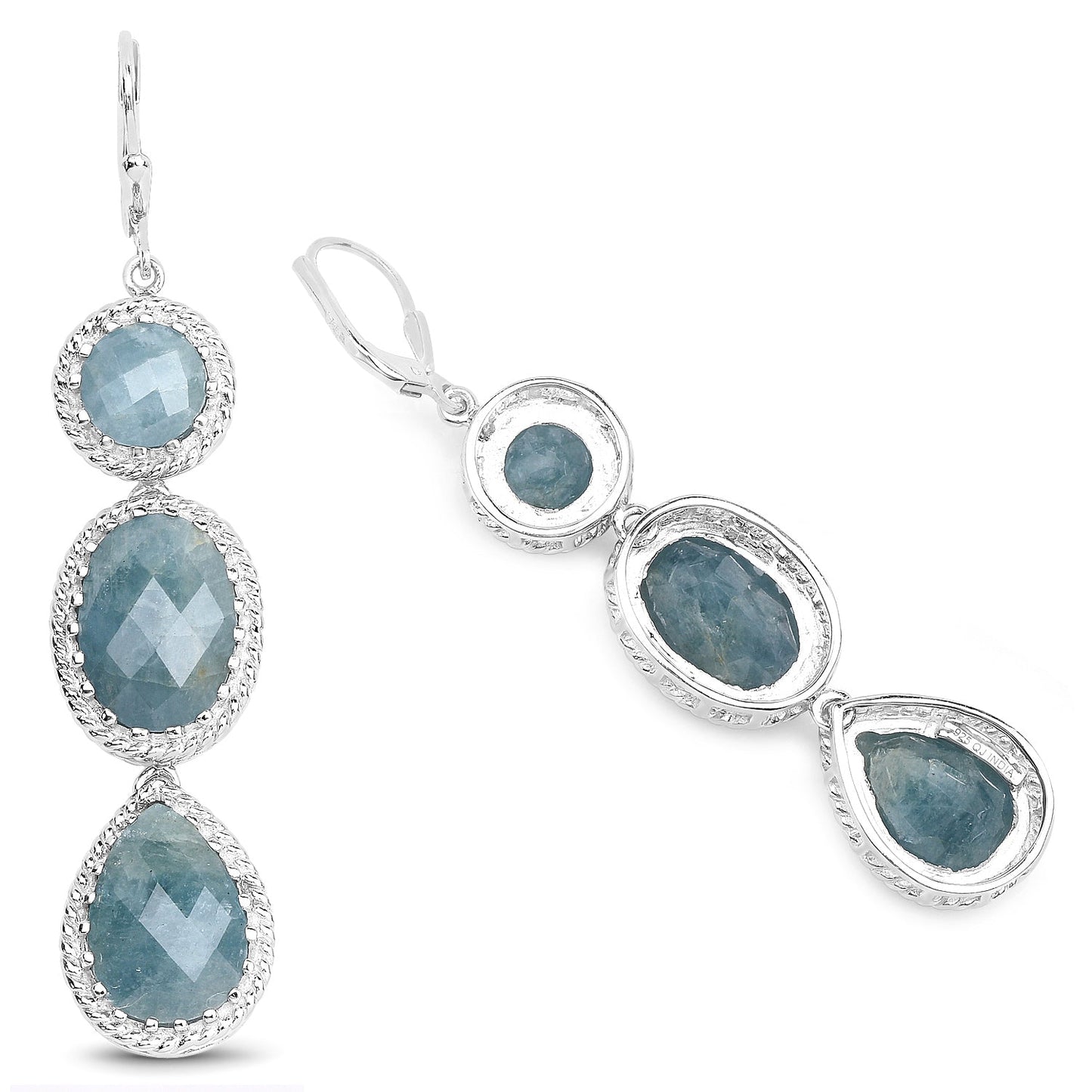 21.32 Carat Genuine Milky Aquamarine .925 Sterling Silver Earrings Bids.com