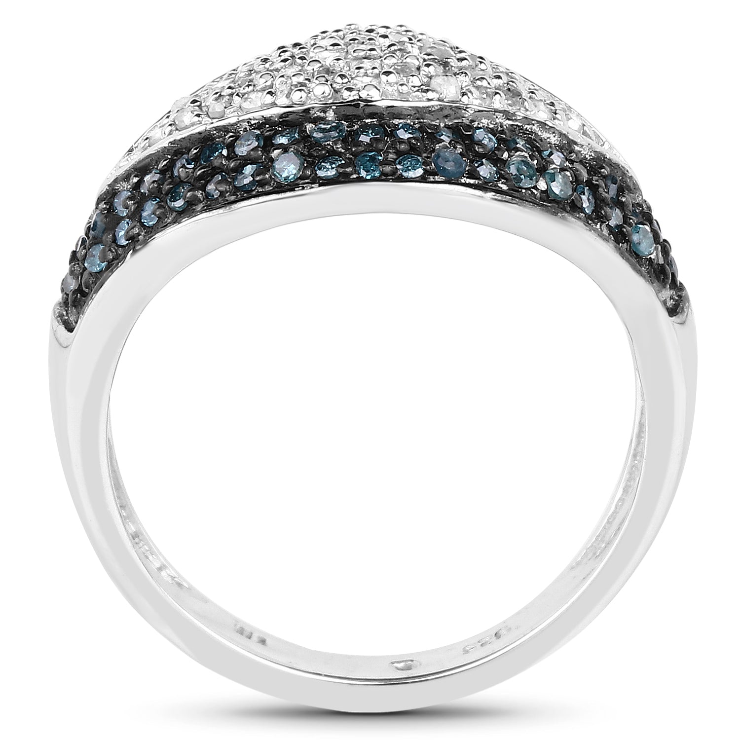 0.50 Carat Genuine Blue Diamond and White Diamond .925 Sterling Silver Ring Bids.com