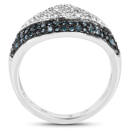 0.50 Carat Genuine Blue Diamond and White Diamond .925 Sterling Silver Ring Bids.com