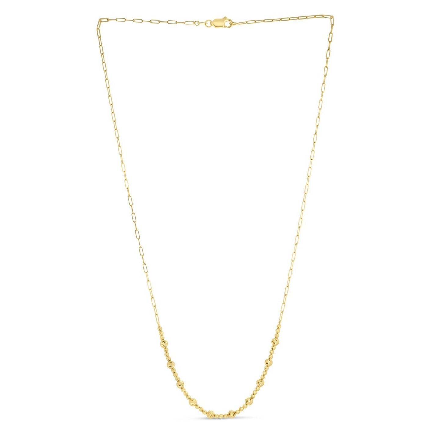 14k Yellow Gold Bead Paperclip Necklace Bids.com
