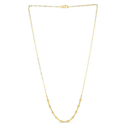 14k Yellow Gold Bead Paperclip Necklace Bids.com