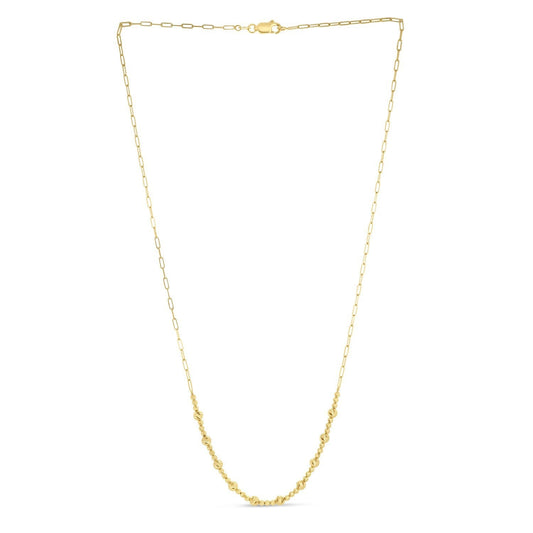 14k Yellow Gold Bead Paperclip Necklace Bids.com