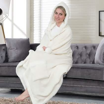 Jellie Cozy and Ultra Plush Sherpa Hoodie Throw DailySale