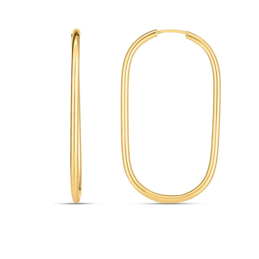 14k Yellow Gold Endless Large Paperclip Hoop Earrings Bids.com
