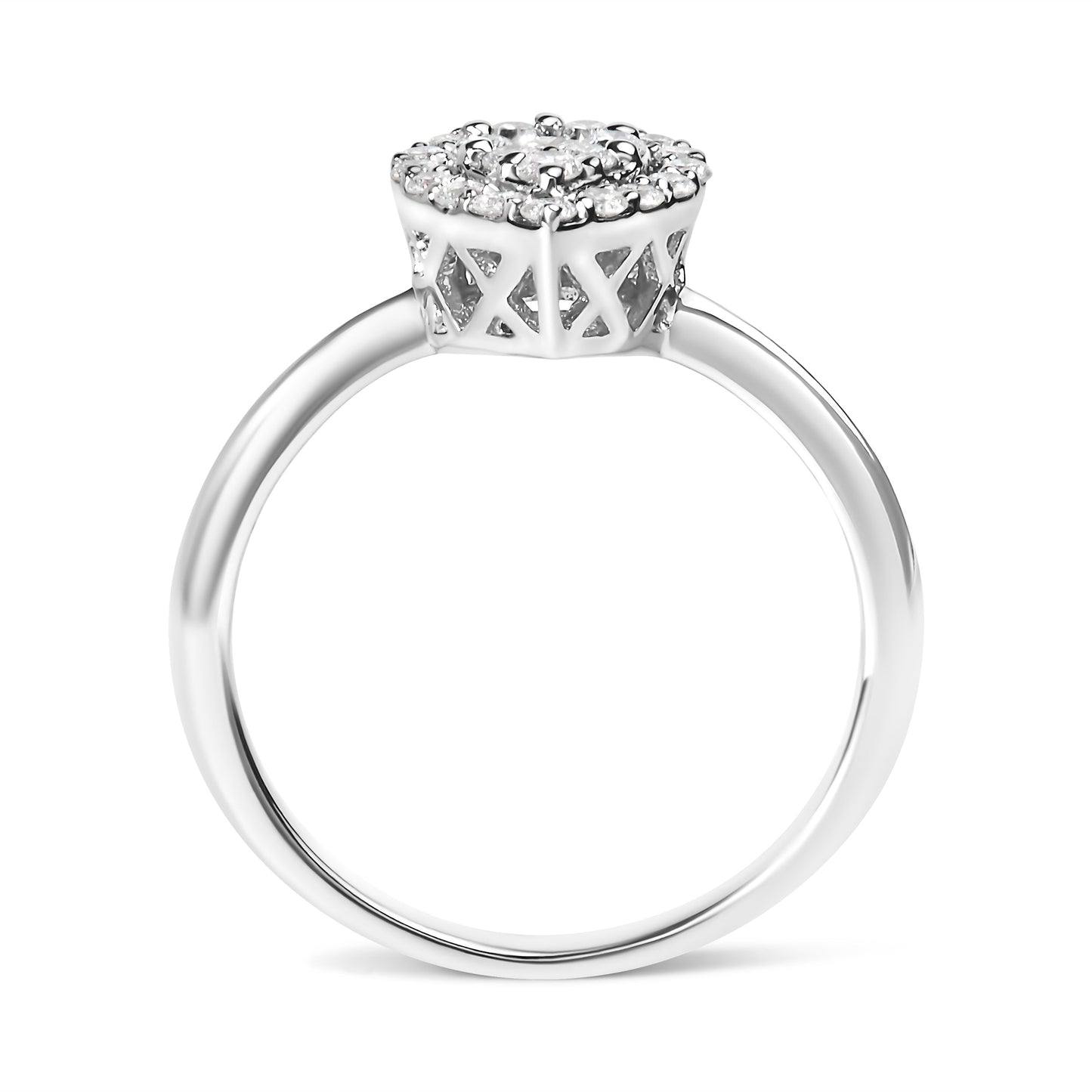 10K White Gold 3/8 Cttw Round-Cut Lab Grown Diamond Cluster Pear Promise Ring (G-H Color, VS2-SI1 Clarity) - Size 7 Bids.com
