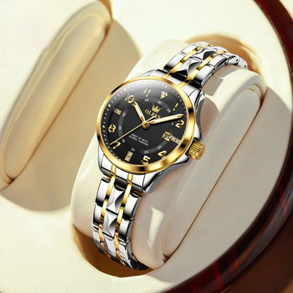 Women's Stainless Steel Two Tone Quartz Watch With Date BandsCo Straps