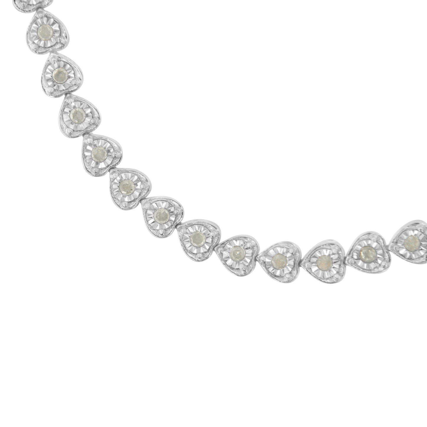 .925 Sterling Silver 1.0 Cttw Miracle Set Diamond Heart-Link 7" Tennis Bracelet (I-J Color, I2-I3 Clarity) Bids.com