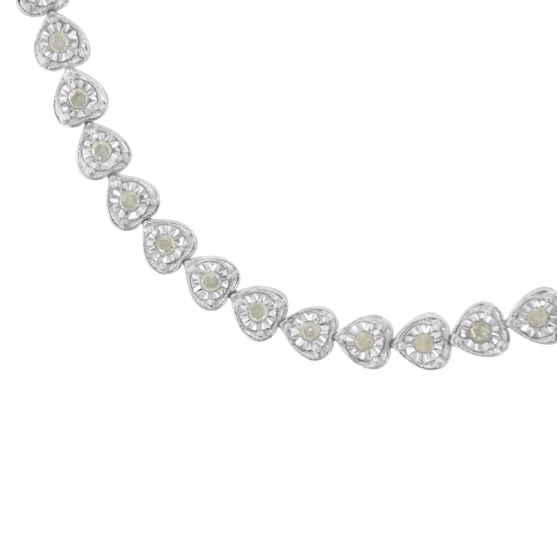 .925 Sterling Silver 1.0 Cttw Miracle Set Diamond Heart-Link 7" Tennis Bracelet (I-J Color, I2-I3 Clarity) Bids.com