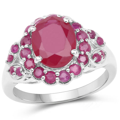 4.43 Carat Glass Filled Ruby and Ruby .925 Sterling Silver Ring Bids.com