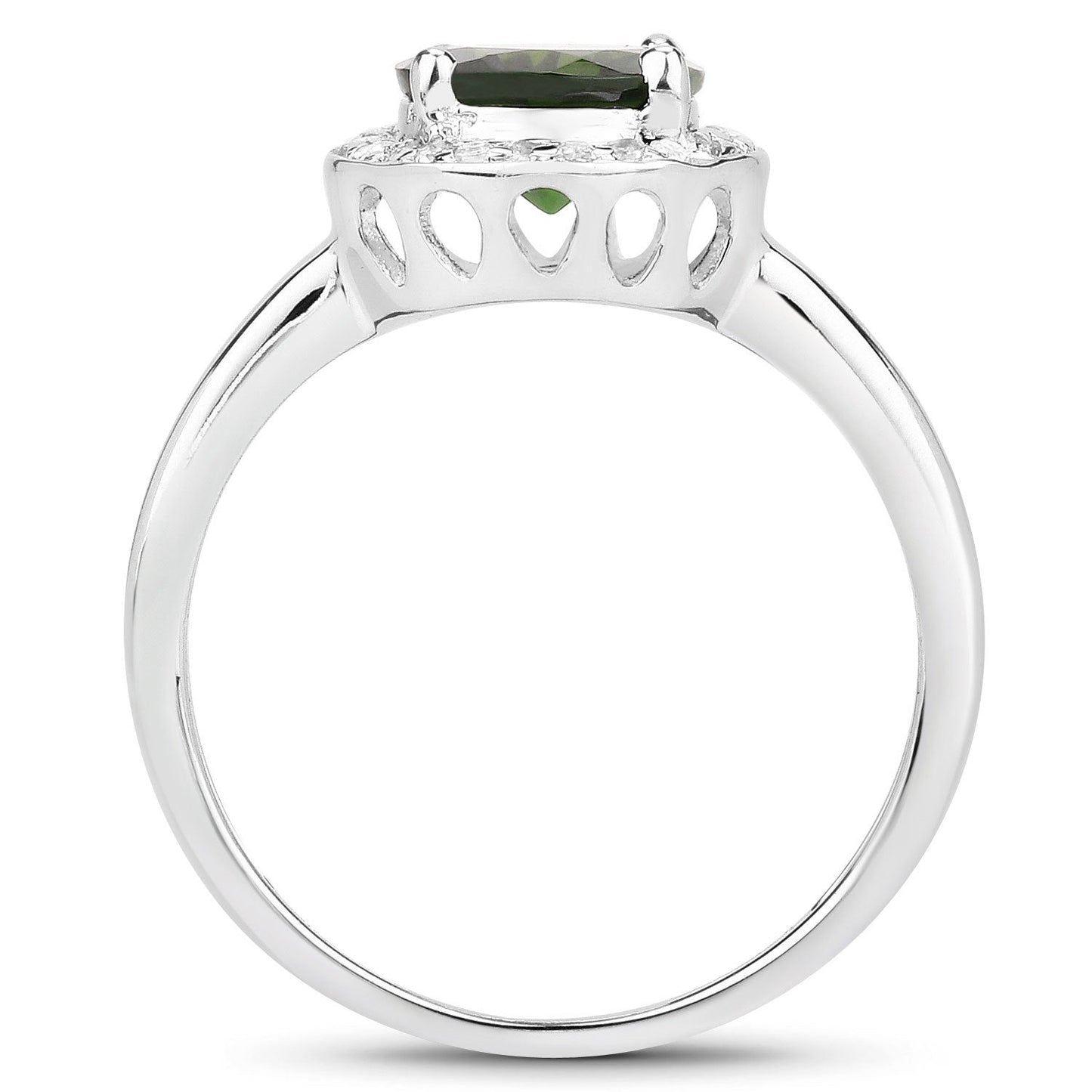 1.90 Carat Genuine Chrome Diopside and White Topaz .925 Sterling Silver Ring Bids.com