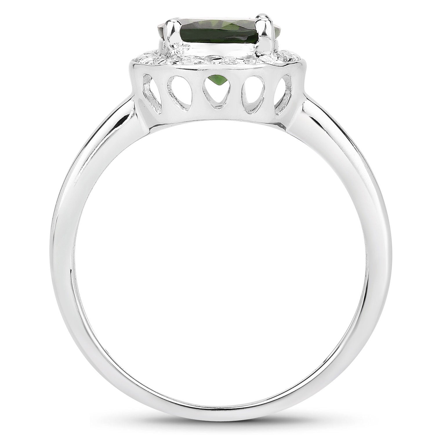 1.90 Carat Genuine Chrome Diopside and White Topaz .925 Sterling Silver Ring Bids.com