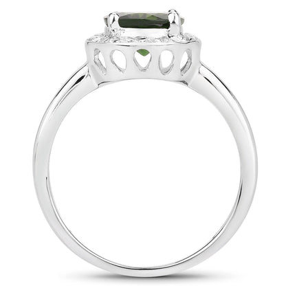 1.90 Carat Genuine Chrome Diopside and White Topaz .925 Sterling Silver Ring Bids.com