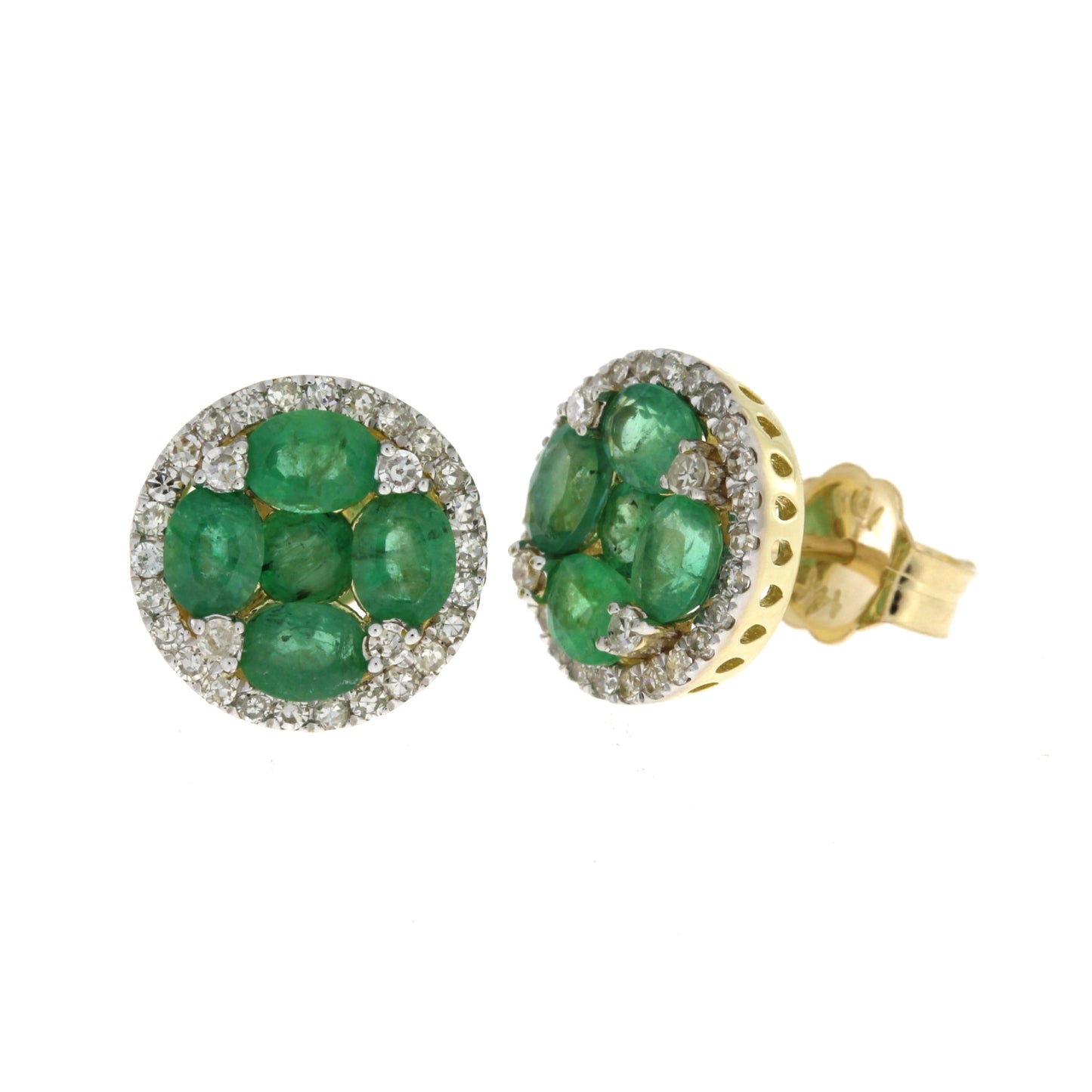 1.46ct Emerald Diamond Stud Earrings 14KT Yellow Gold Bids.com