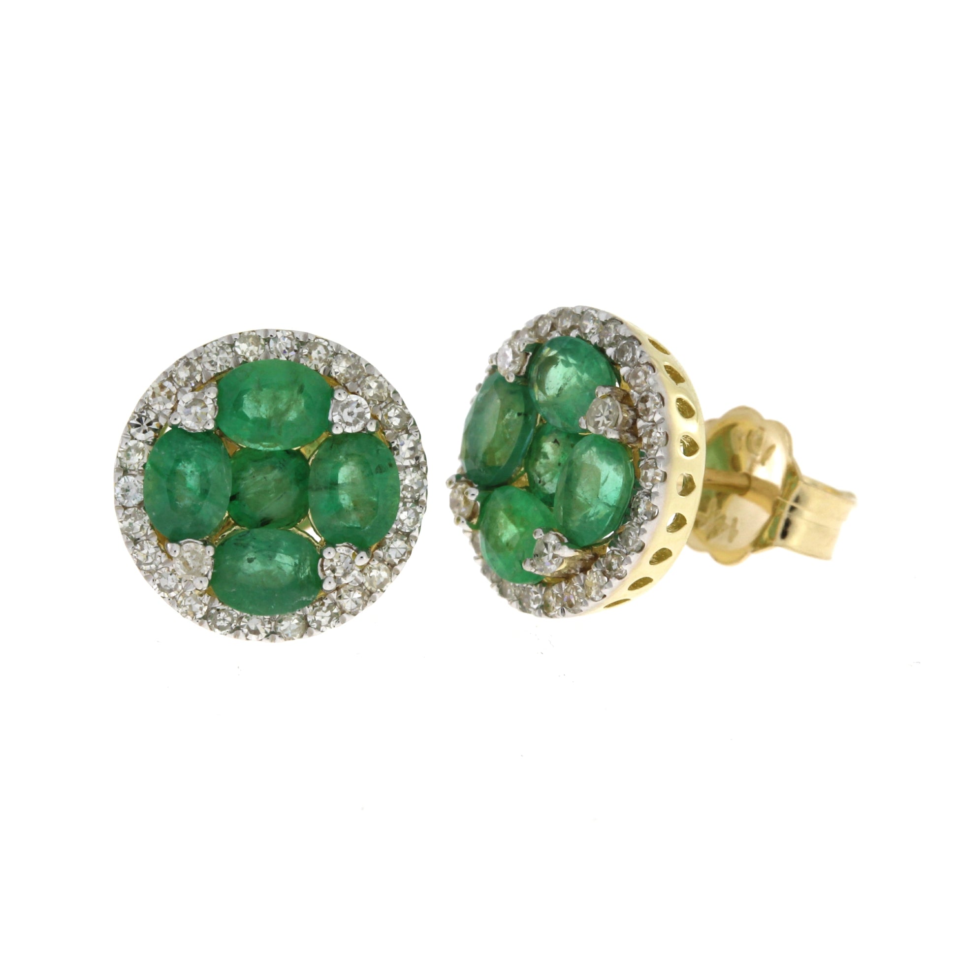 1.46ct Emerald Diamond Stud Earrings 14KT Yellow Gold Bids.com