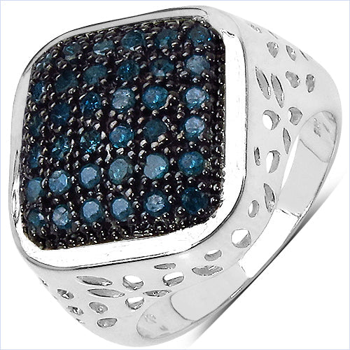 0.54 Carat Genuine Blue Diamond .925 Sterling Silver Ring Bids.com