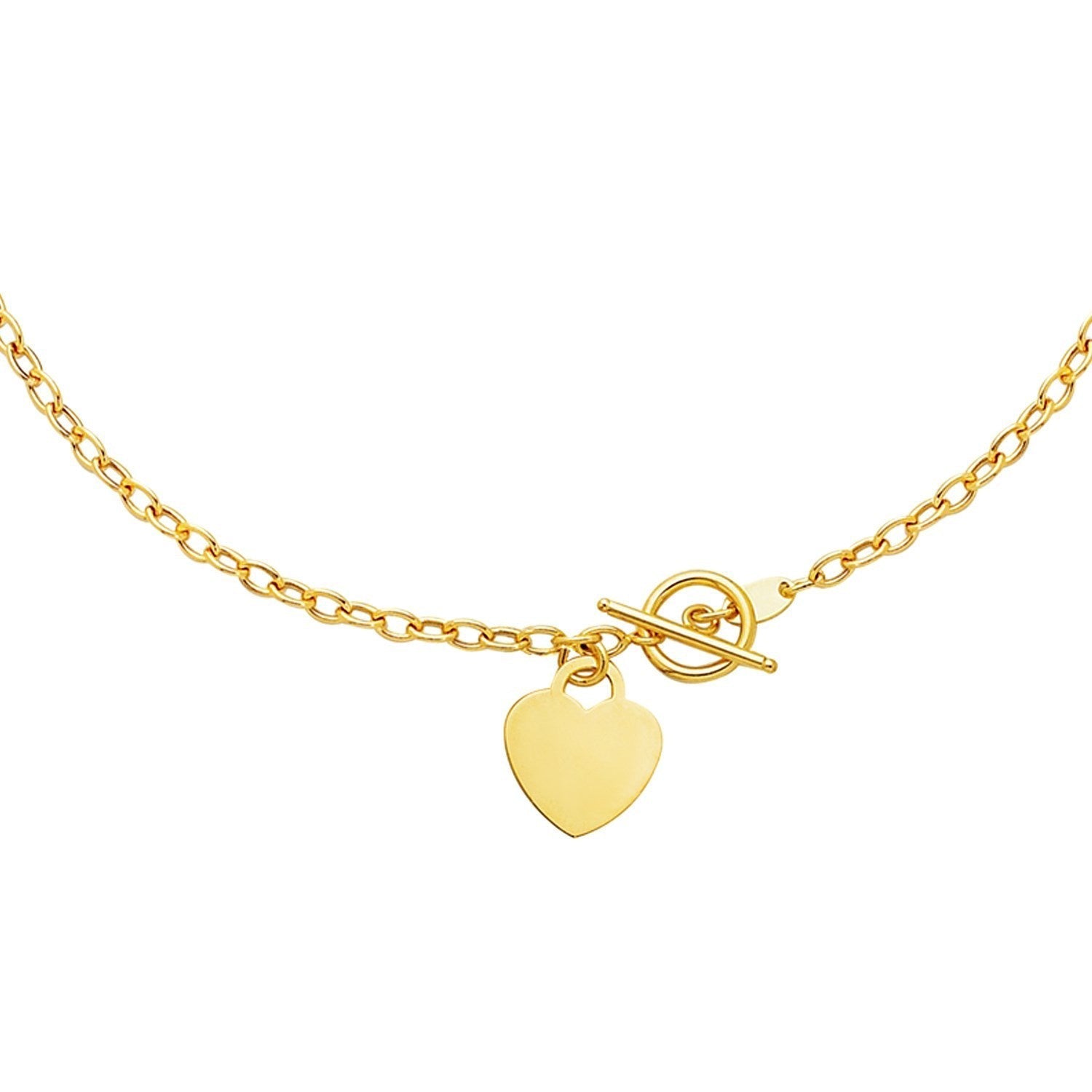 Toggle Necklace with Heart Charm in 14k Yellow Gold Bids.com