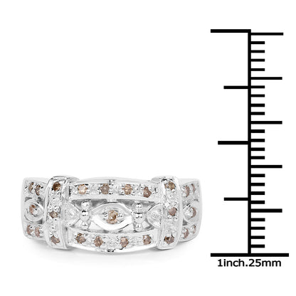 0.32 Carat Genuine Champagne Diamond .925 Sterling Silver Ring Bids.com