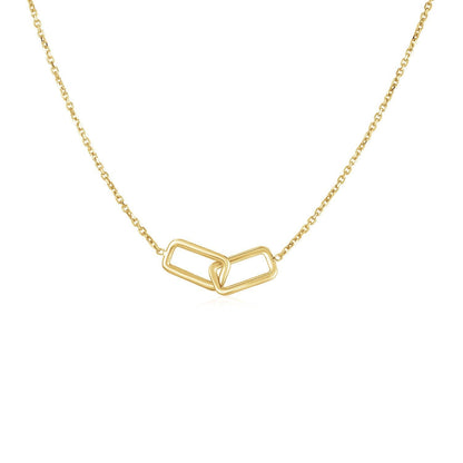 14k Yellow Gold Necklace with Interlocking Petite Rectangles Bids.com