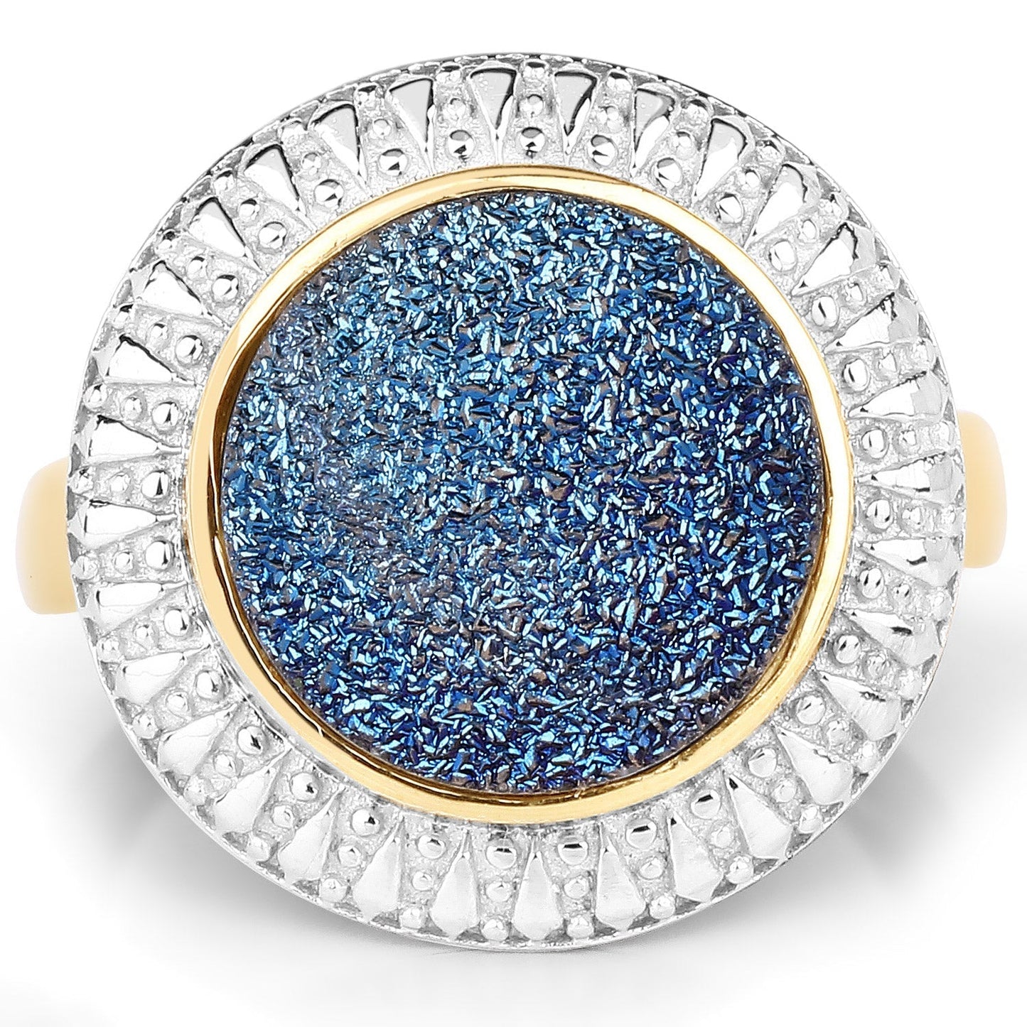 4.90 Carat Genuine Cobalt Blue Drusy .925 Sterling Silver Ring Bids.com