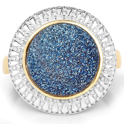 4.90 Carat Genuine Cobalt Blue Drusy .925 Sterling Silver Ring Bids.com