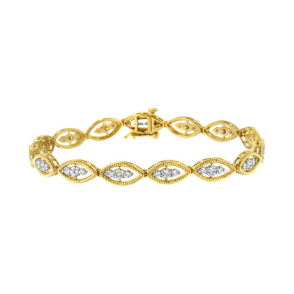 10K Yellow Gold Plated .925 Sterling Silver 1 cttw Prong Set Round-Cut Diamond Link Bracelet (J-K Color, I1-I2 Clarity) - 7.25" Bids.com