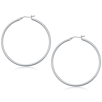 14k White Gold Polished Hoop Earrings (50 mm) Bids.com