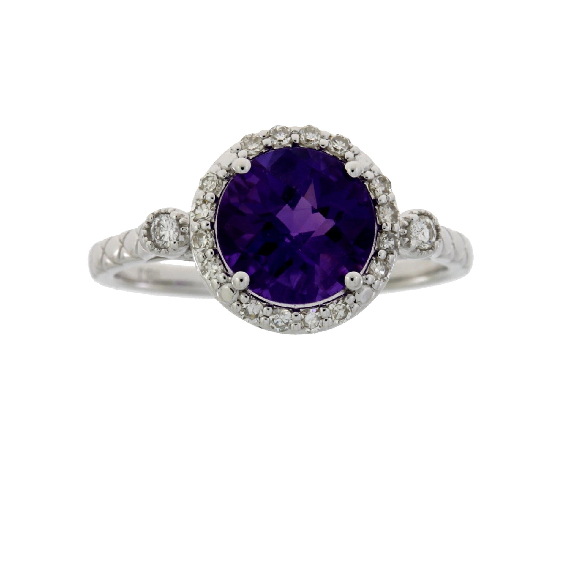 Genuine 2.07ct Amethyst Diamond Ring 14KT White Gold Bids.com