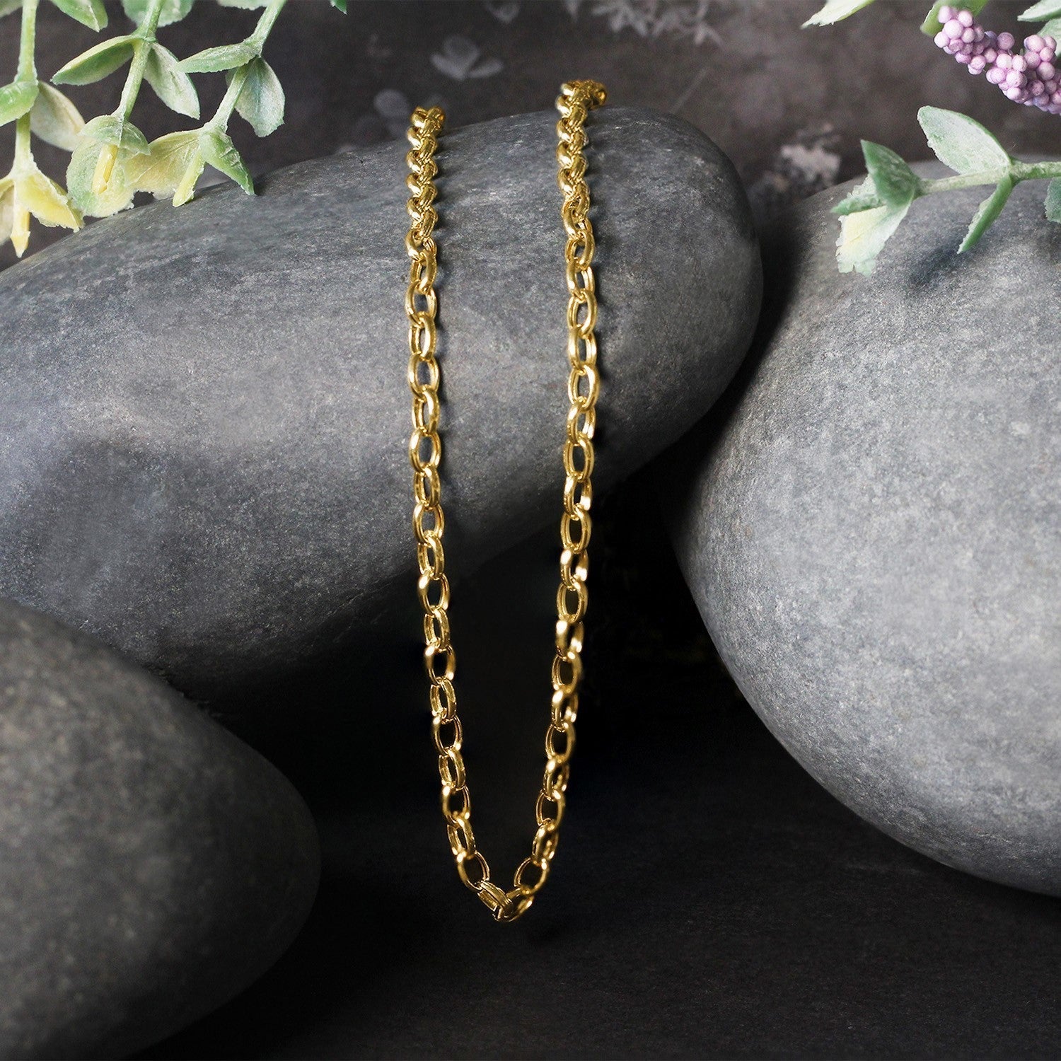3.2mm 14k Yellow Gold Oval Rolo Chain Bids.com