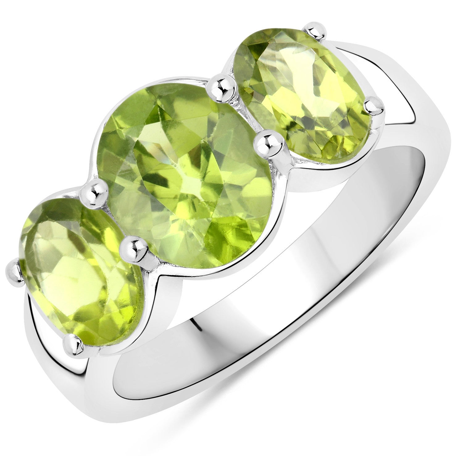 3.36 Carat Genuine Peridot .925 Sterling Silver Ring Bids.com