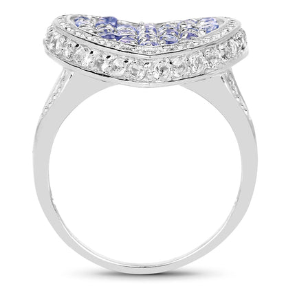 1.81 Carat Genuine Tanzanite and White Topaz .925 Sterling Silver Ring Bids.com