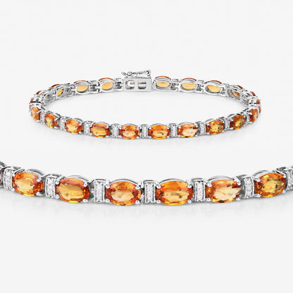 16.73 Carat Genuine Orange Sapphire and White Diamond 14K White Gold Bracelet Bids.com