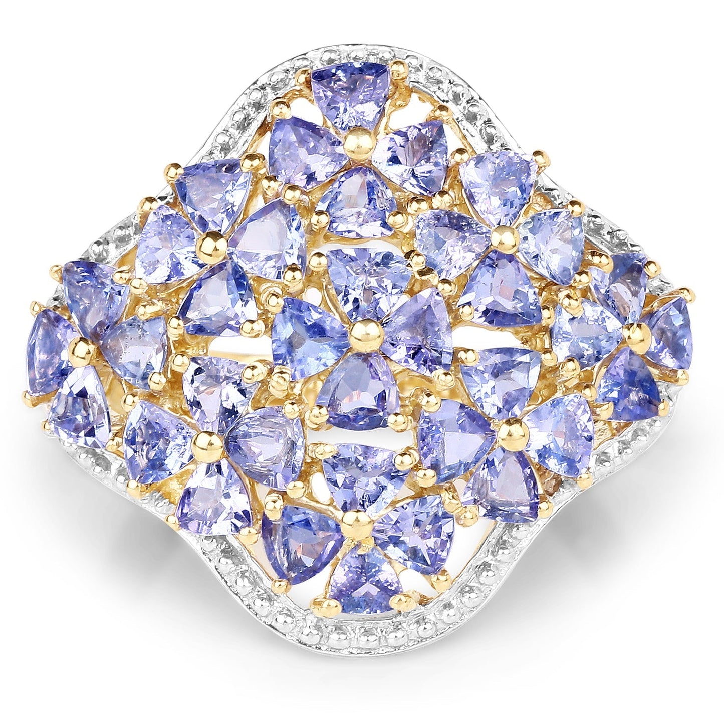 14K Yellow Gold Plated 3.60 Carat Genuine Tanzanite .925 Sterling Silver Ring Bids.com