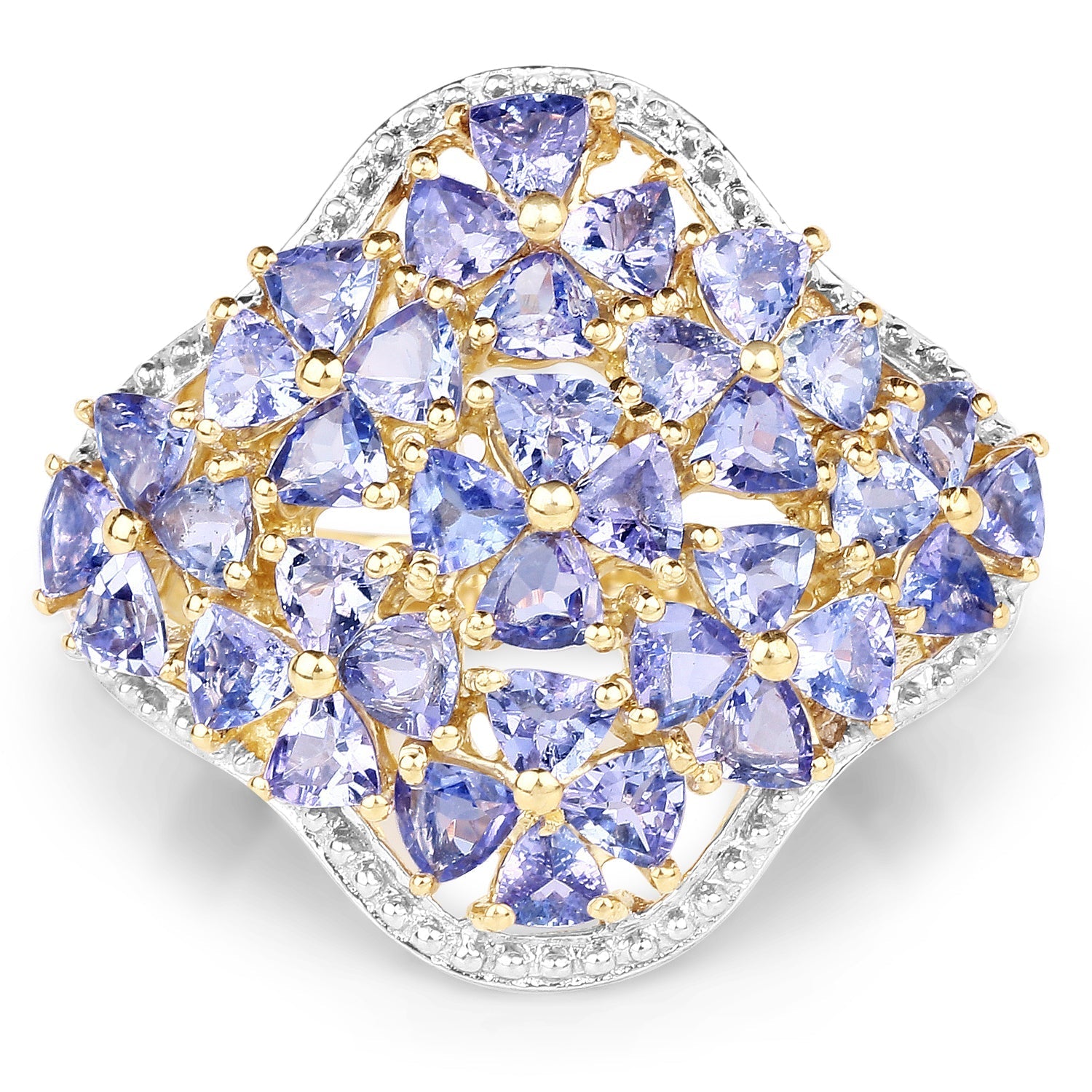 14K Yellow Gold Plated 3.60 Carat Genuine Tanzanite .925 Sterling Silver Ring Bids.com