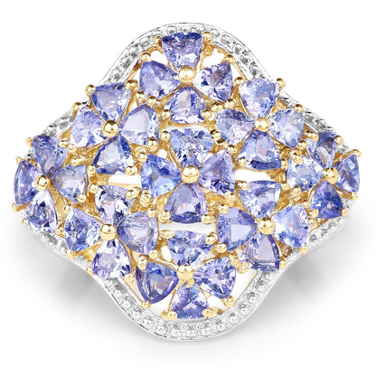 14K Yellow Gold Plated 3.60 Carat Genuine Tanzanite .925 Sterling Silver Ring Bids.com