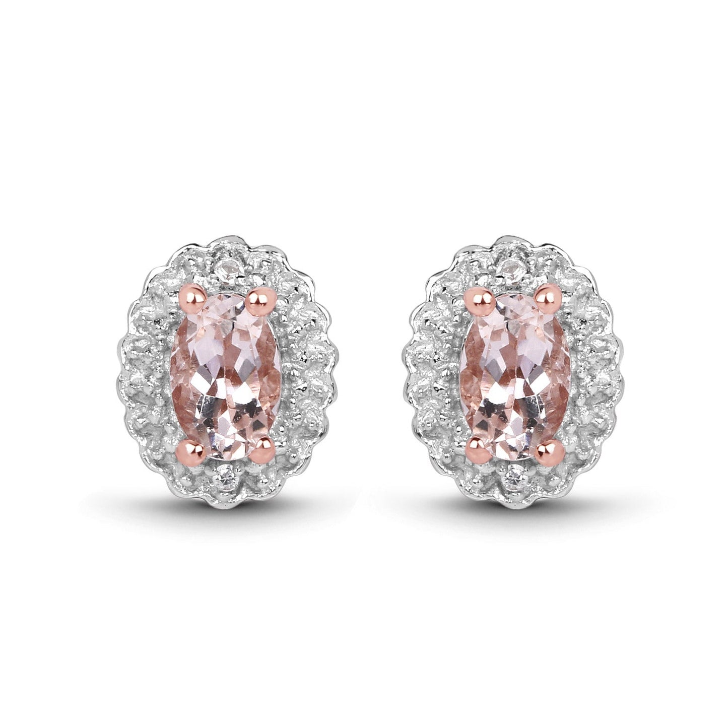 2.28 Carat Genuine Morganite and White Topaz .925 Sterling Silver 3 Piece Jewelry Set (Ring, Earrings, and Pendant w/ Chain) Bids.com