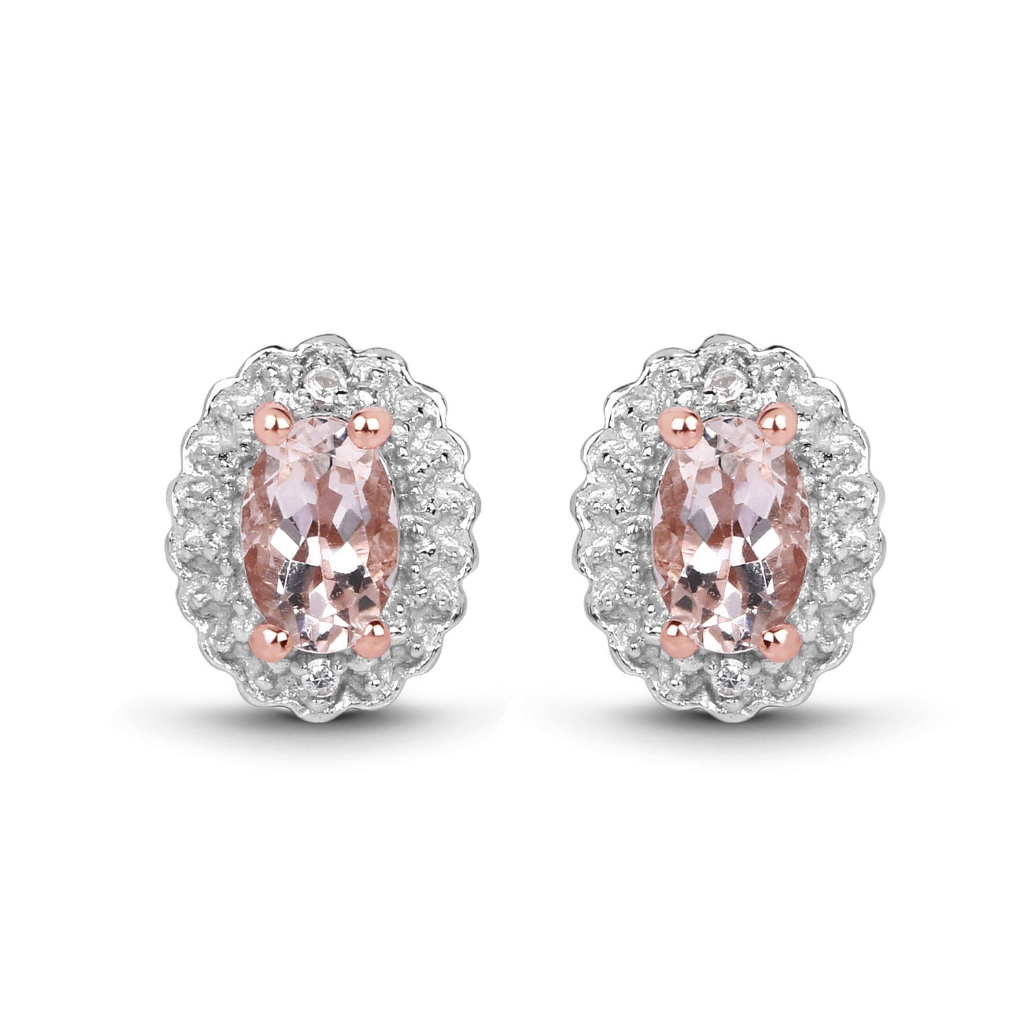 2.28 Carat Genuine Morganite and White Topaz .925 Sterling Silver 3 Piece Jewelry Set (Ring, Earrings, and Pendant w/ Chain) Bids.com
