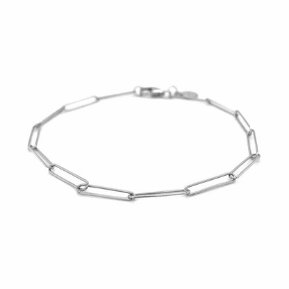 14k White Gold Wire Paperclip Bracelet (2.7mm) Bids.com