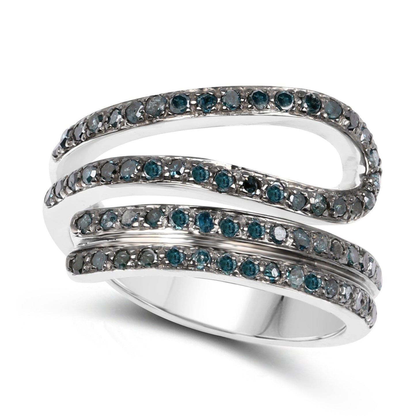 0.83 Carat Genuine Blue Diamond .925 Sterling Silver Ring Bids.com