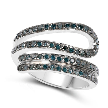 0.83 Carat Genuine Blue Diamond .925 Sterling Silver Ring Bids.com