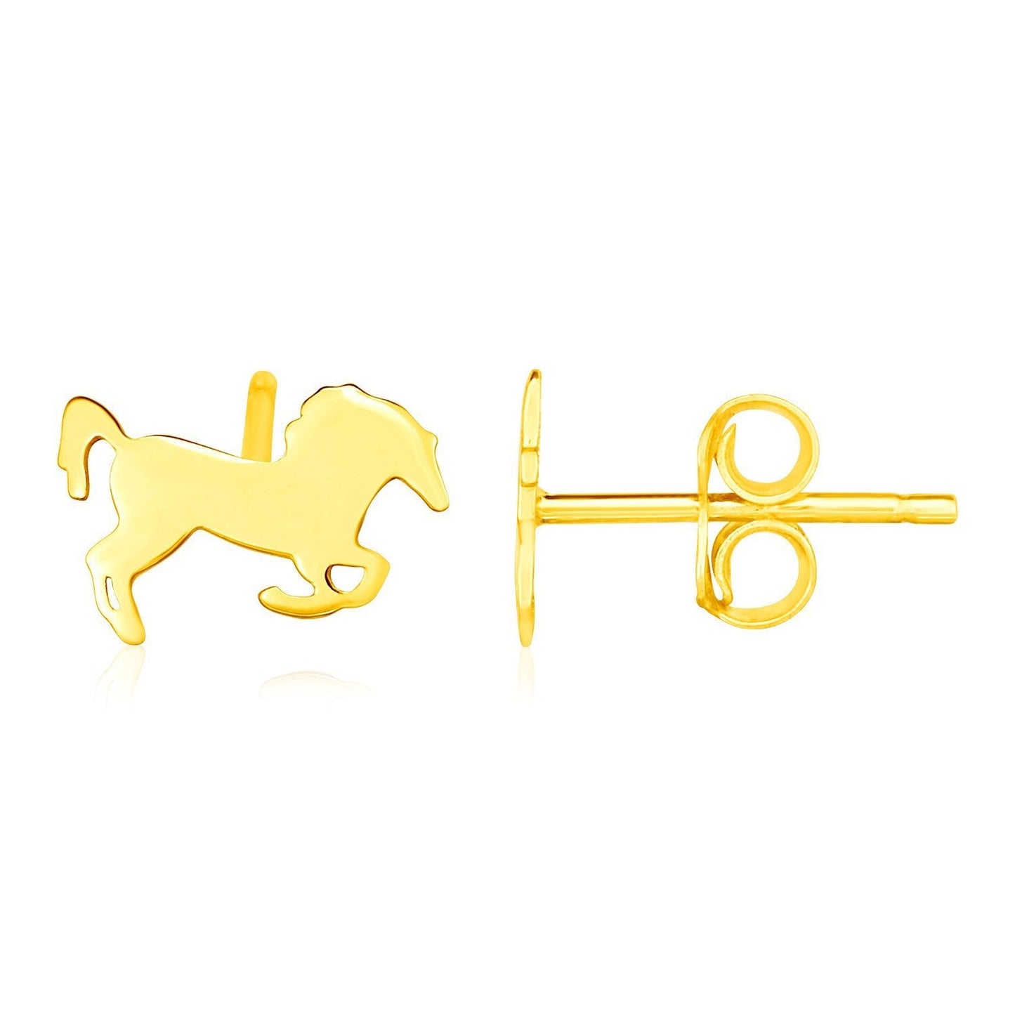 14K Yellow Gold Horse Earrings Bids.com