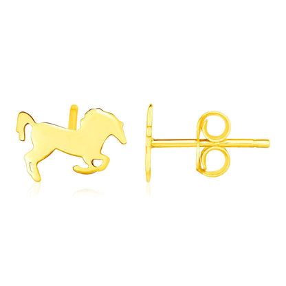 14K Yellow Gold Horse Earrings Bids.com