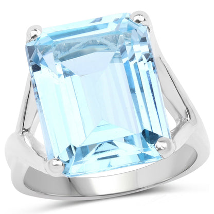 14.20 Carat Genuine Blue Topaz .925 Sterling Silver Ring Bids.com