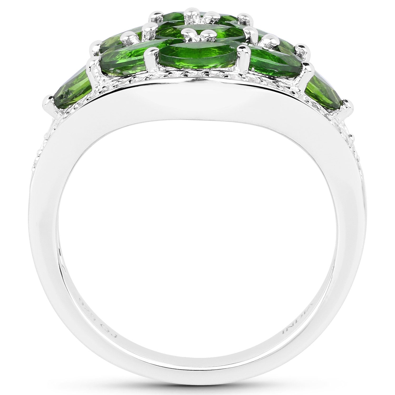 2.37 Carat Genuine Chrome Diopside and White Diamond .925 Sterling Silver Ring Bids.com