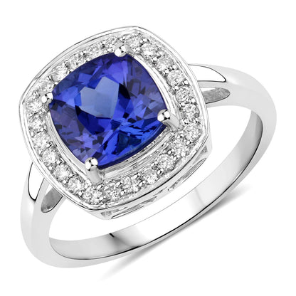 2.26 Carat Genuine Tanzanite and White Diamond 14K White Gold Ring Bids.com